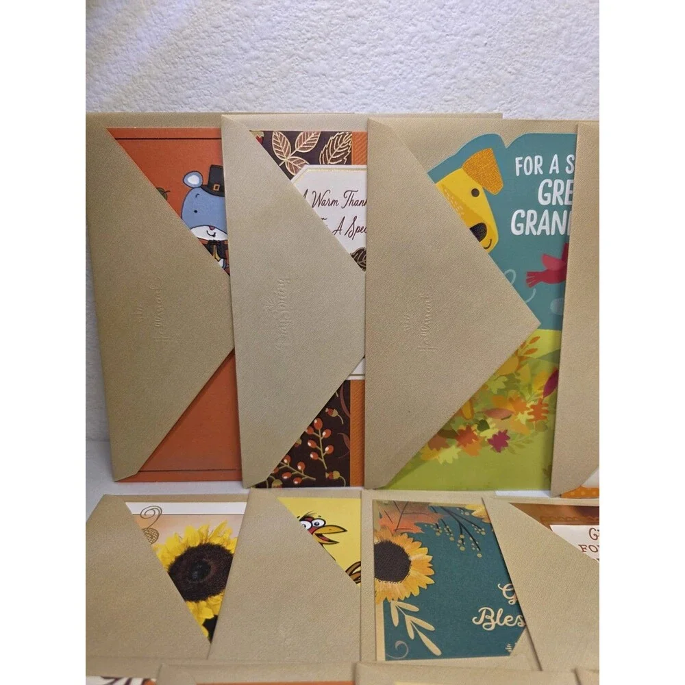 Thanksgiving Day Greeting Cards w/ Envelopes (30 Cards w/ Greetings Inside)